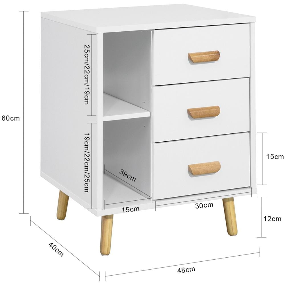 Comodino Piccolo Tavolino Divano Con 3 Cassetti Comodino Bianco Comodini L48*p40*a60cm Fbt95-w - Foto 2