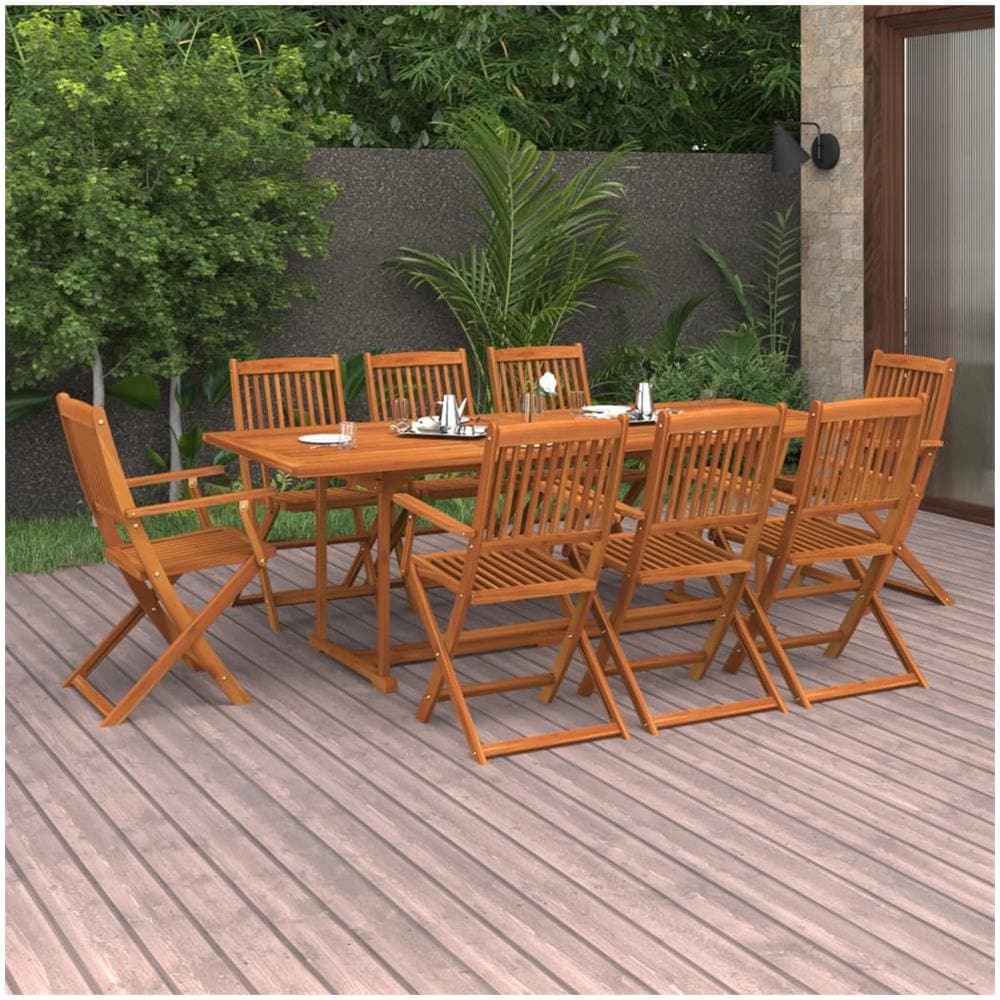 Set da Pranzo da Giardino 9 pz 220x90x75 cm Massello di Acacia - Foto 1