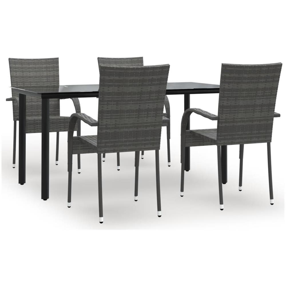 Set Da Pranzo Da Giardino 5 Pz Grigio In Polyrattan - Foto 2