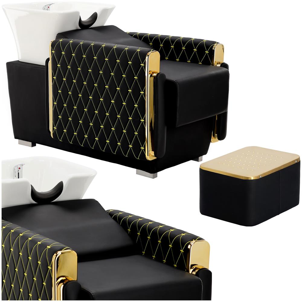 Lavatesta Per Parrucchieri Barbieri Cento Con Poggiapiedi Per Il Salone Vasca Mobile In Ceramica Miscelatore Doccetta - Foto 1