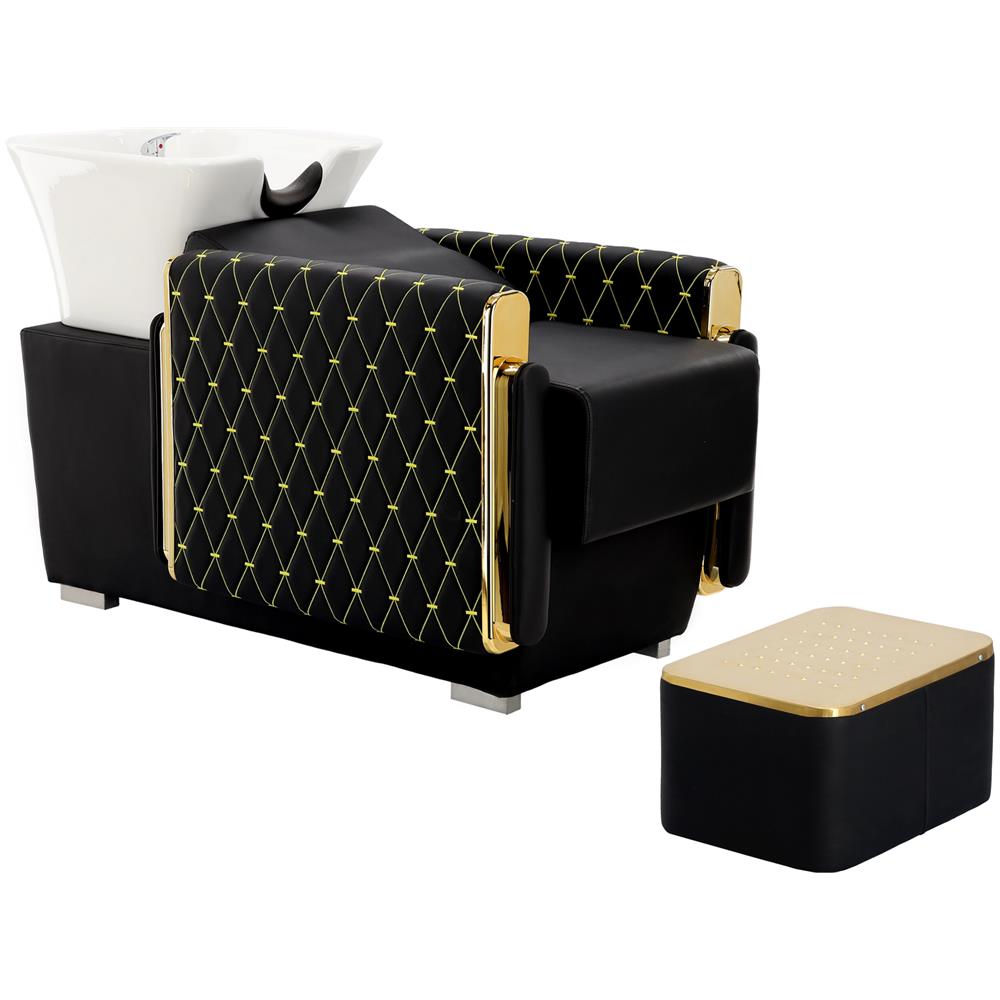 Lavatesta Per Parrucchieri Barbieri Cento Con Poggiapiedi Per Il Salone Vasca Mobile In Ceramica Miscelatore Doccetta - Foto 2