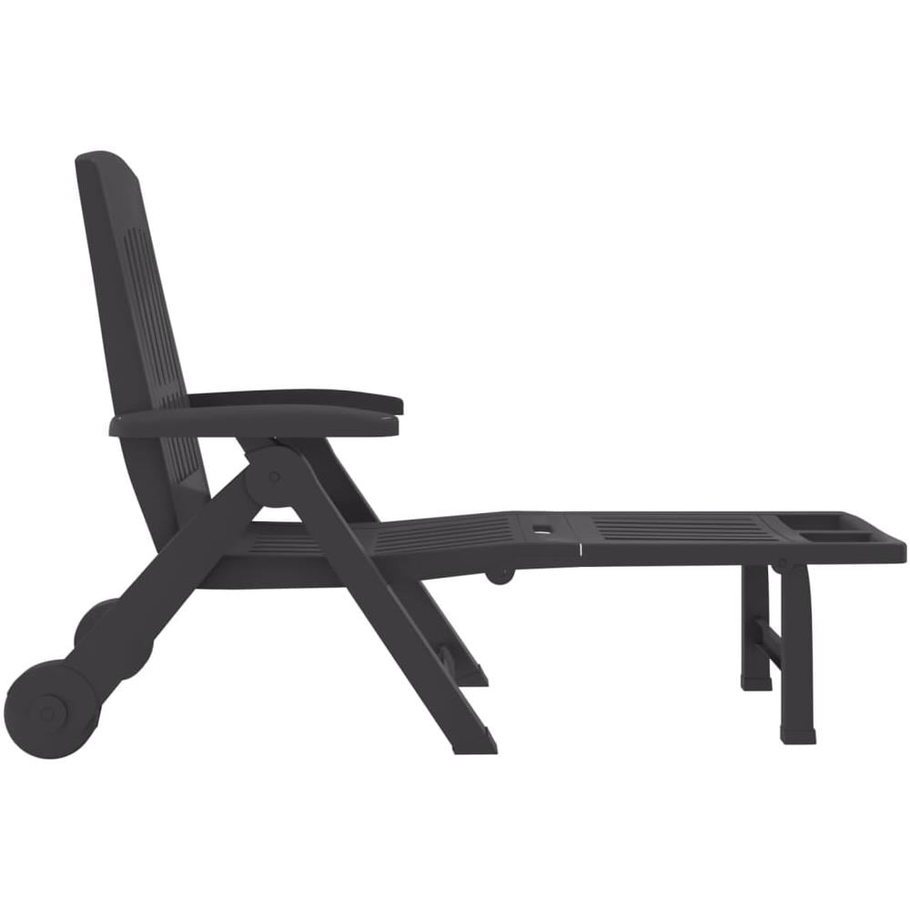 Lettino Prendisole Pieghevole con Ruote Antracite in PP - Foto 2