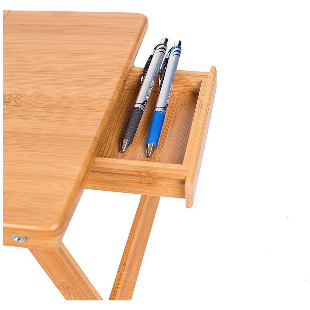 Tavolino Vassoio Letto Divano Porta Notebook Pc Tablet Pieghevole In Legno Bambu - Foto 5