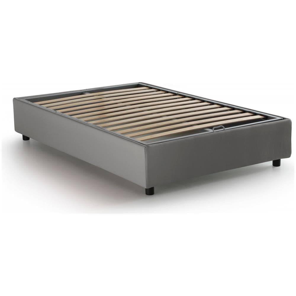 Letto Piazza E Mezza Rebecca, Letto Contenitore Con Rivestimento In Tessuto, 100% Made In Italy, Apertura Frontale, Con Materasso Cm 120x200 Incluso, Grigio - Foto 4