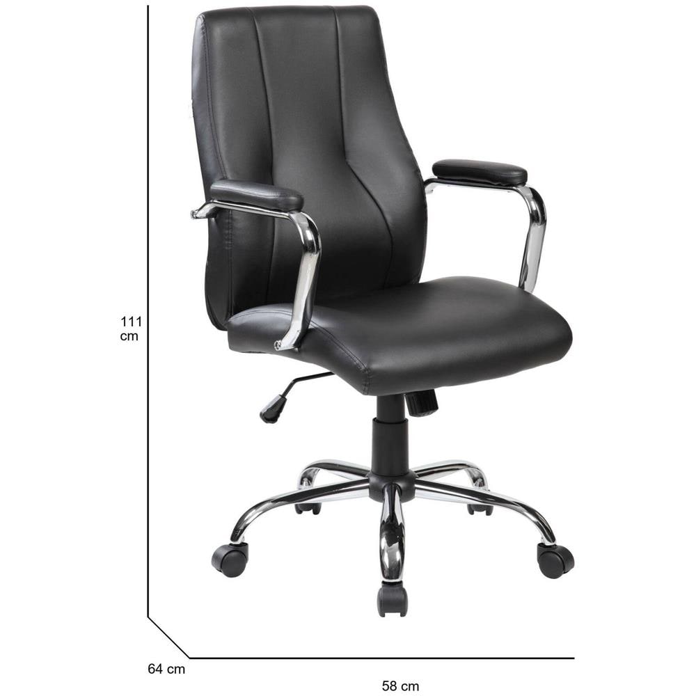 Sedia Da Ufficio Hobart, Poltrona Direzionale Con Braccioli, Sedia Ergonomica Da Ufficio, 64x58h101/111 Cm, Nero - Foto 2