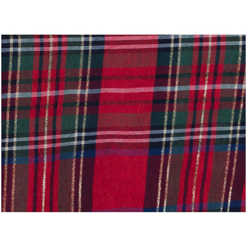 Tovaglia Cucina Soggiorno Misto Cotone Fantasia Tinto In Filo Con Lurex Mod. Natalina Scozzese 140x240cm Rosso - Foto 5