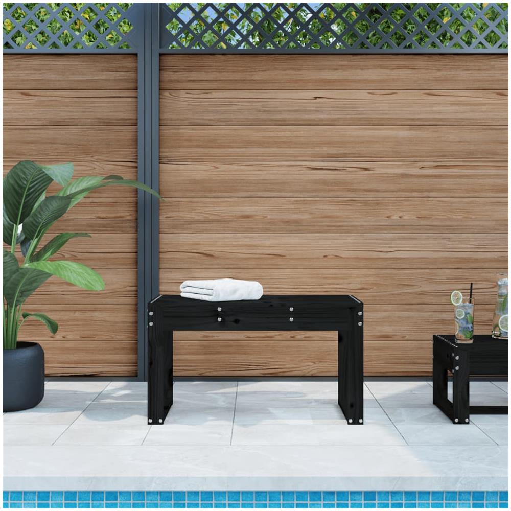Panca da Giardino Nera 80x38x45 cm in Legno Massello di Pino - Foto 1
