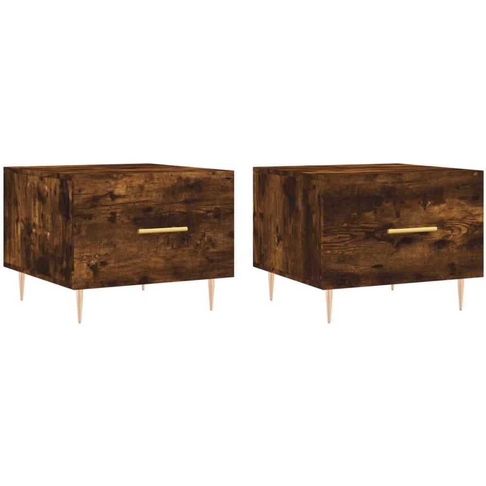 Tavolini Salotto 2 Pz Rovere Fumo 50x50x40cm Legno Multistrato - Foto 2