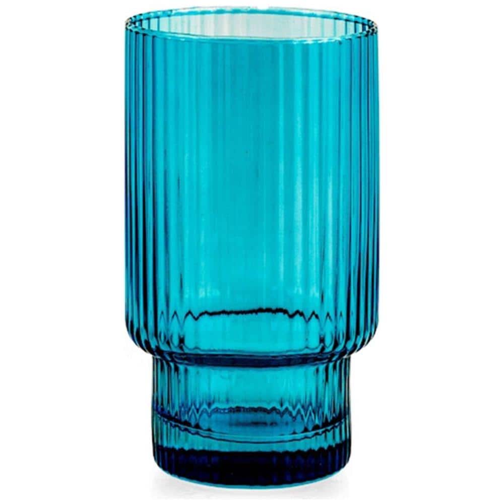 Set 6 bicchieri Bliss in vetro rigato colore blu cl 45 - Foto 1