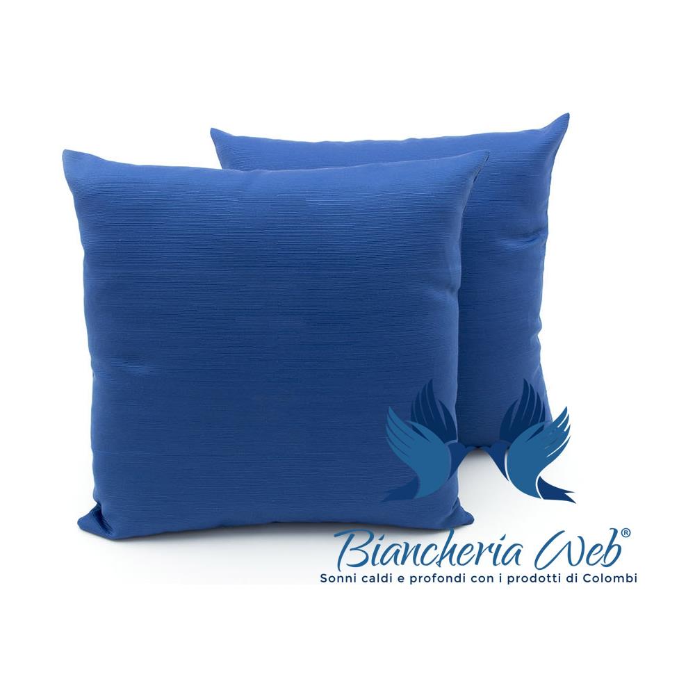 Coppia Cuscini Arredo Imbottiti Tessuto Ottoman In Tinta Unita Colore Bluette 60 50x50 Bluette 60 - Foto 1