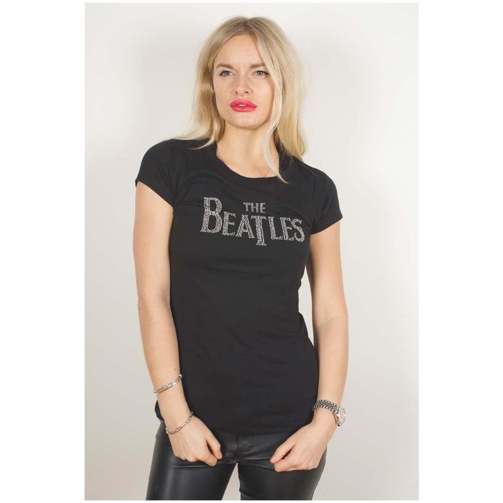Beatles (The) - Rhinestone Drop T Logo Black (T-Shirt Donna Tg. M)  - Foto 1