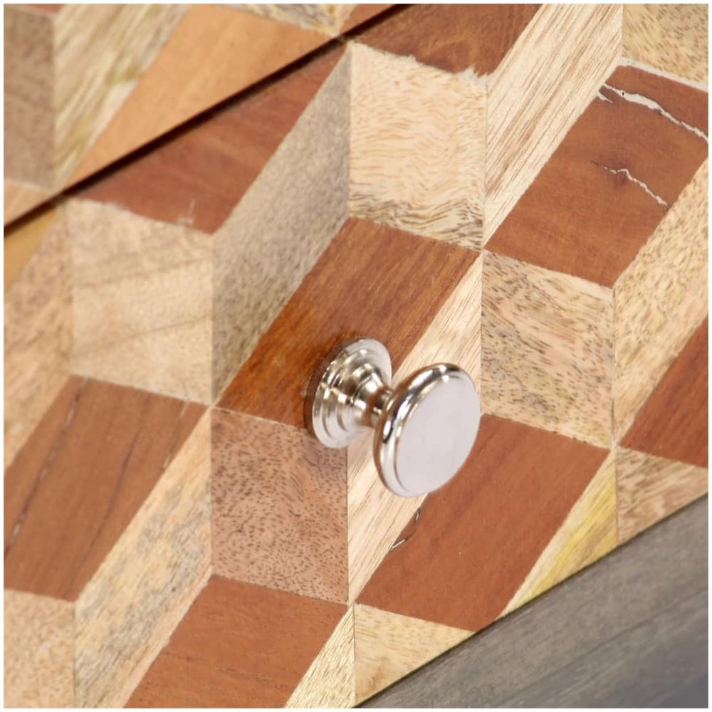 Mobile Porta Tv Grigio 120x30x40 Cm Legno Massello Di Mango - Foto 2