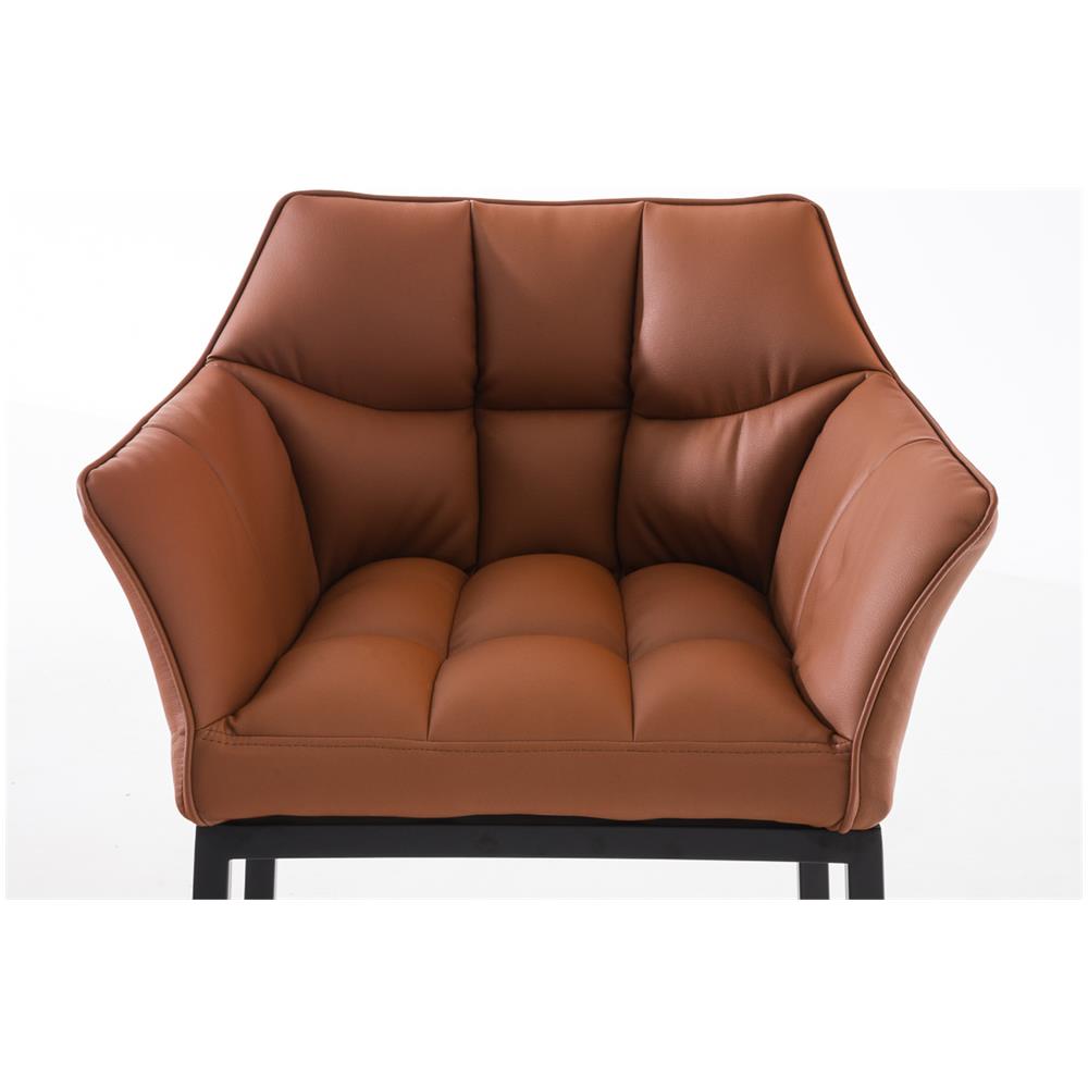 Sgabello Alto Bar DAMASO in Similpelle - Sedia Sgabello con Braccioli e Schienale Imbottiti e Poggiapiedi l Sgabello Fisso Bar Cucina Pub in Acciaio - H 83 cm Marrone Chiaro Nero - Foto 5