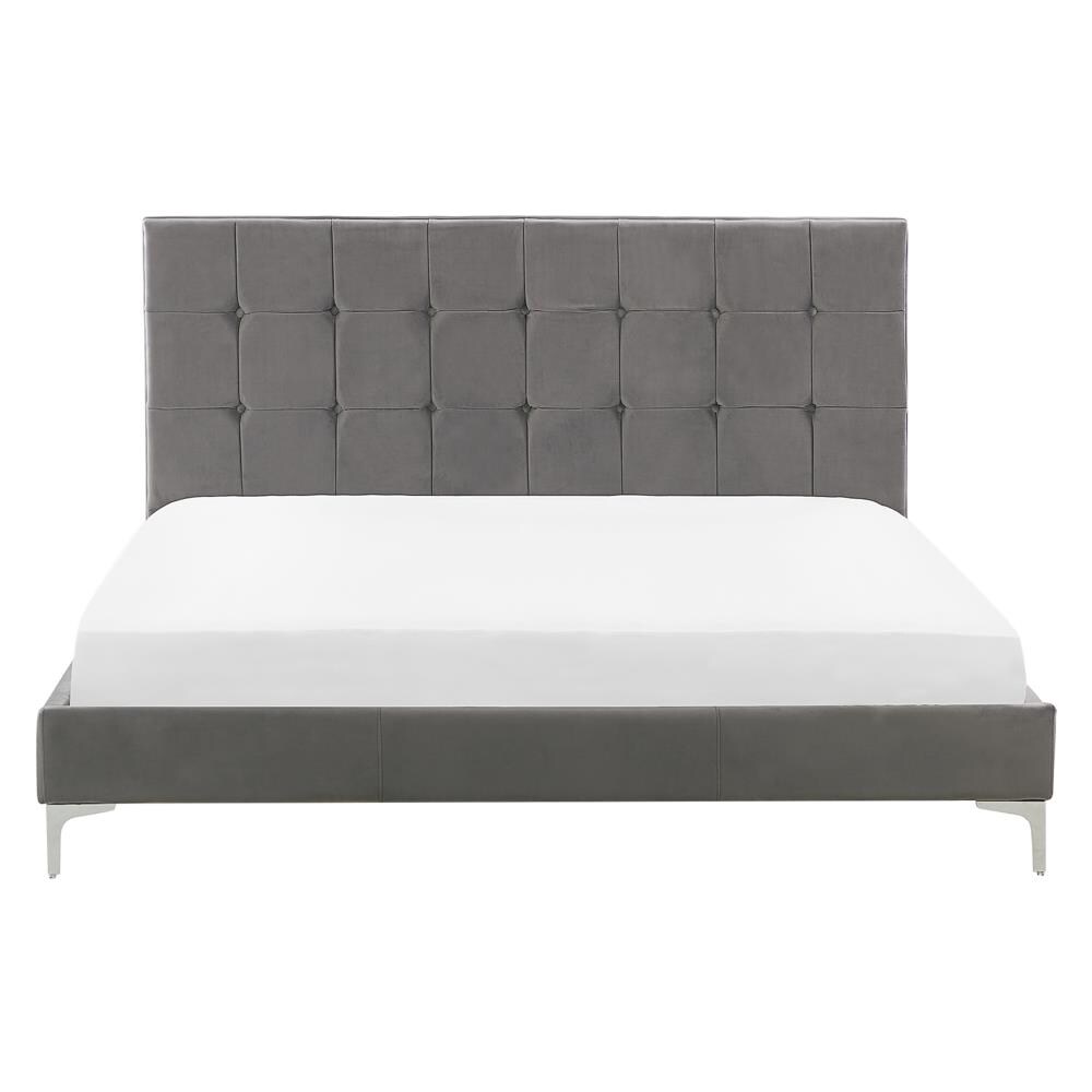 Letto In Velluto Grigio 140 X 200 Cm Ambert - Foto 2