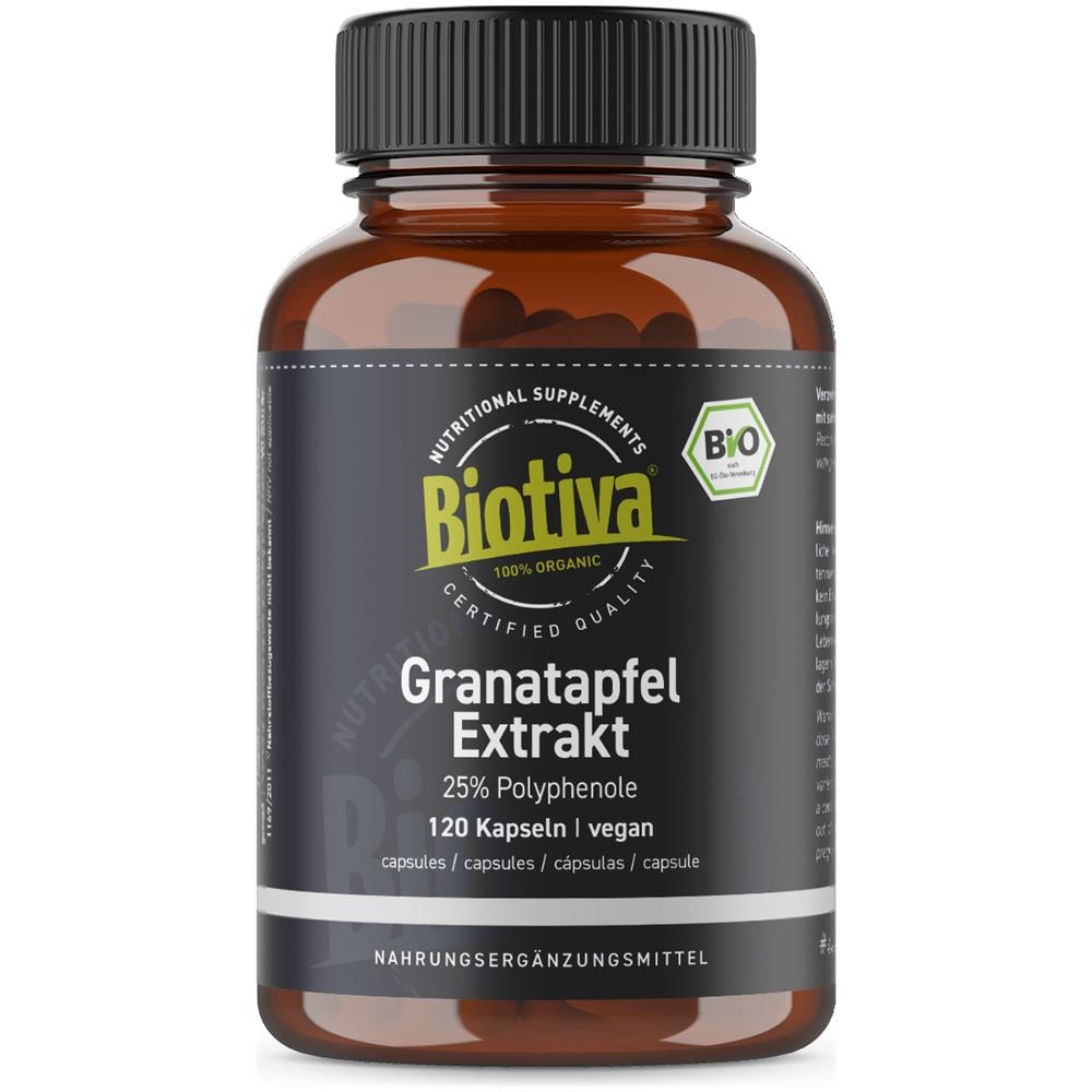 Melograno Estratto Bio - 120 Capsule Vegane A 550mg - Alta Dosa - 25% Polifenoli - Offerta Di Lancio - Punica Granatum - Imbottigliato E Controllato In Germania (de-eco-005)  - Foto 1