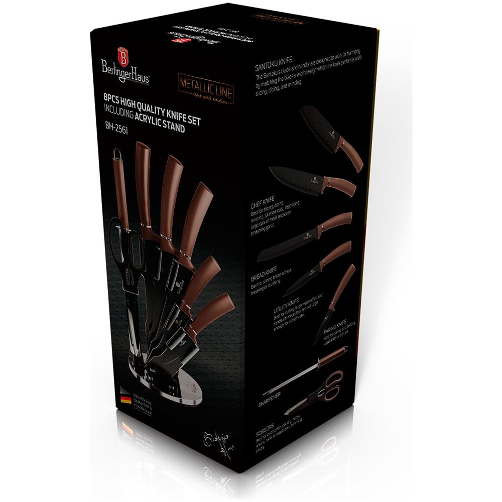Rose Gold Set Di Coltelli Da Cucina Professionali Acciaio Inossidabile Coltello Da Cuoco Oro Rosa - Foto 2