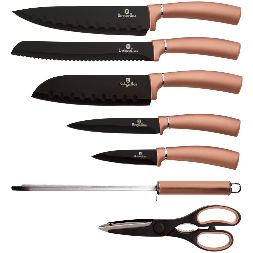 Rose Gold Set Di Coltelli Da Cucina Professionali Acciaio Inossidabile Coltello Da Cuoco Oro Rosa - Foto 3