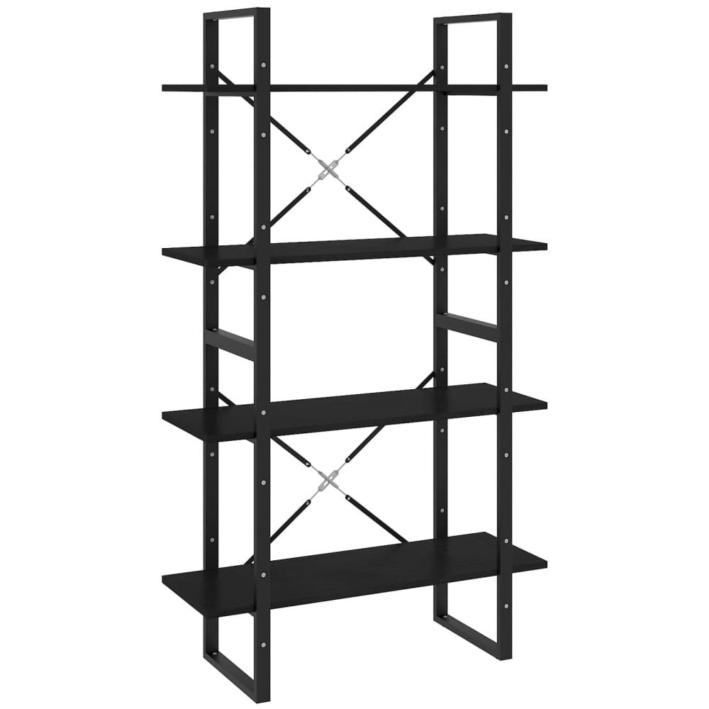 Libreria A 4 Ripiani Nera 80x30x140 Cm In Massello Di Pino - Foto 2