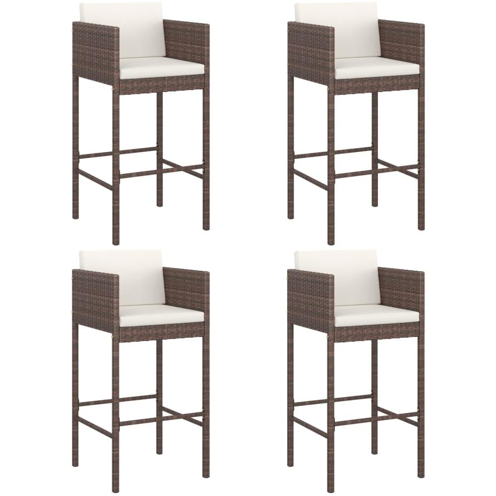 Sgabelli Da Bar 4 Pz Con Cuscini Marroni In Polyrattan - Foto 2