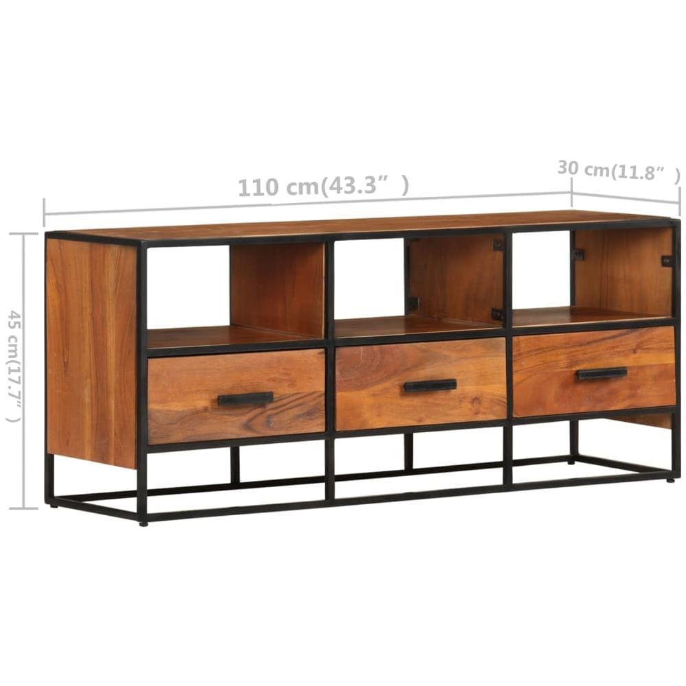 Mobile Porta Tv 110x30x45 Cm In Legno Massello Di Acacia - Foto 2