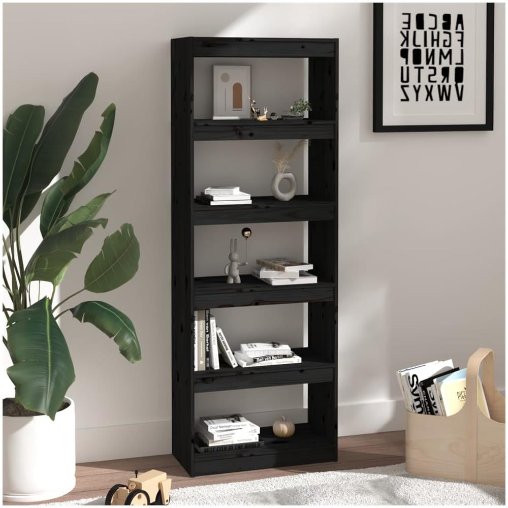 Libreria / divisorio Nero 60x30x167,5 Cm In Massello Di Pino - Foto 3
