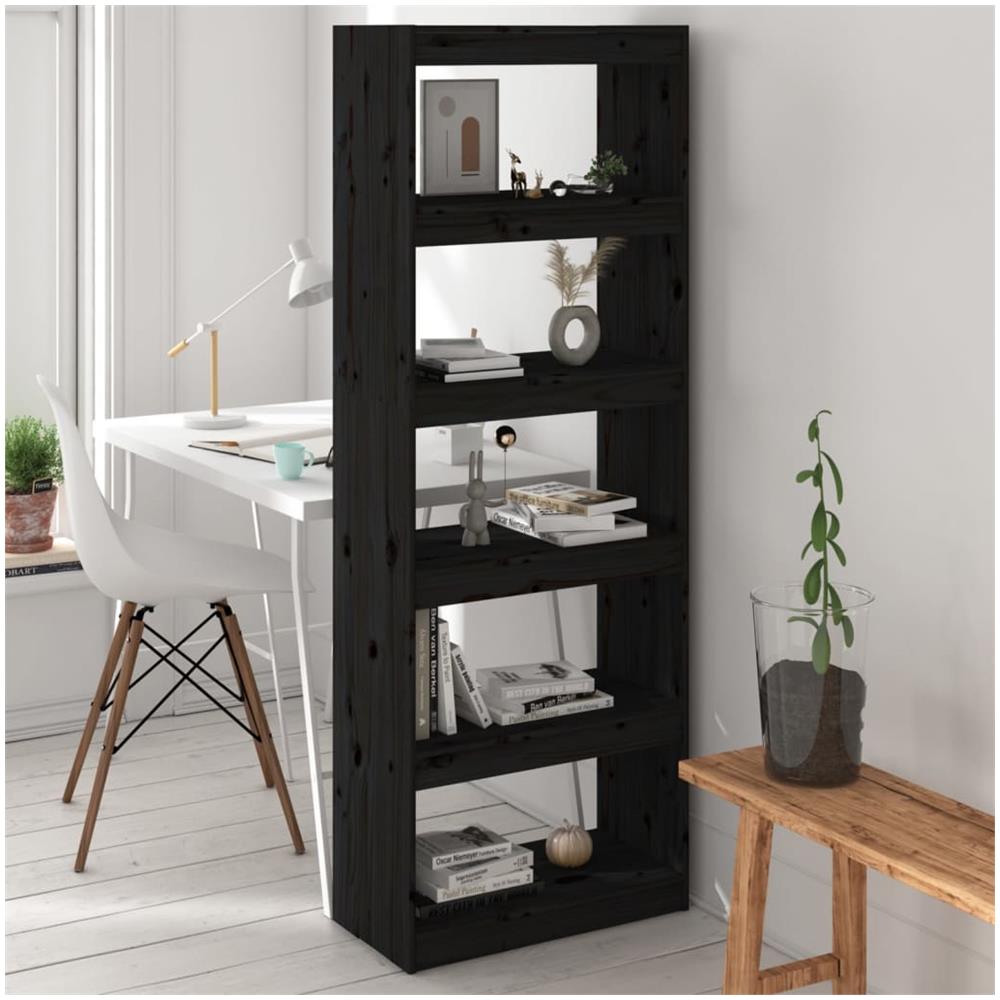 Libreria / divisorio Nero 60x30x167,5 Cm In Massello Di Pino - Foto 1