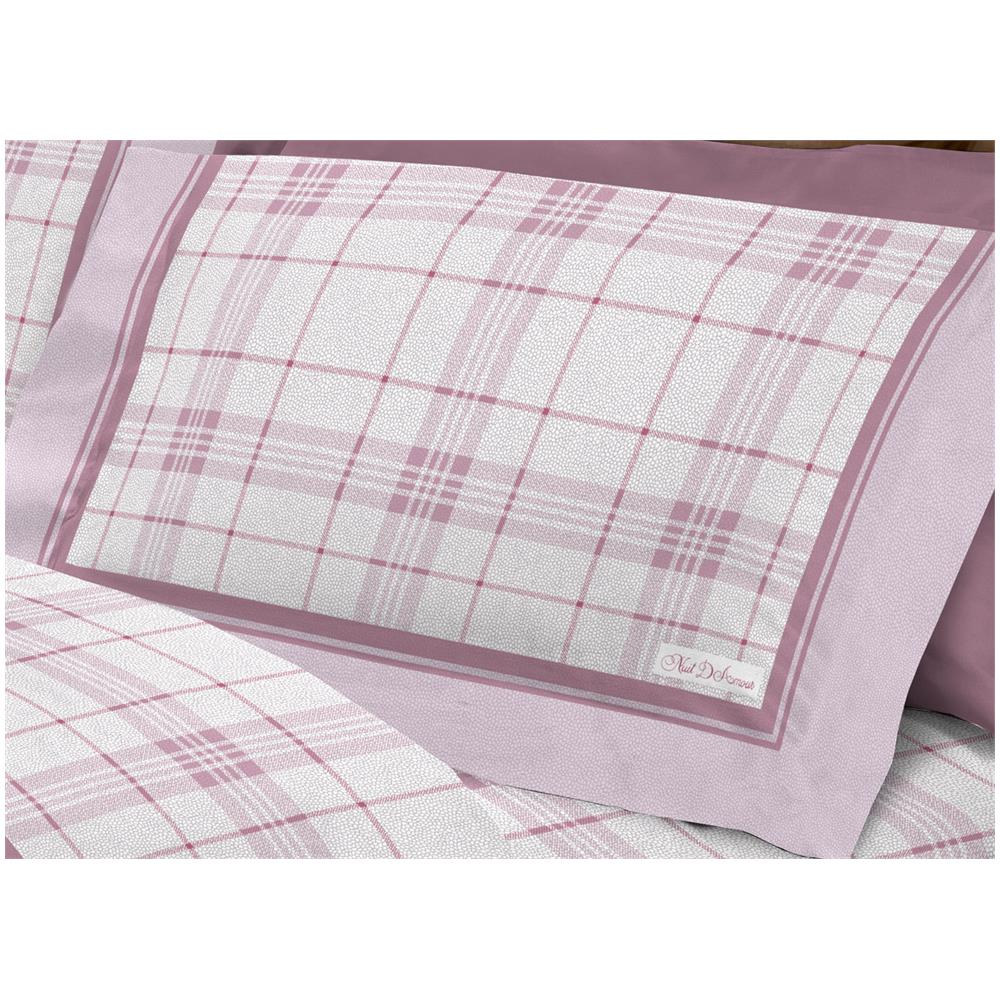 Completo Lenzuola Flanella 100% Cotone Disegno Torino A Quadri Rigato Matrimoniale Rosa - Foto 6