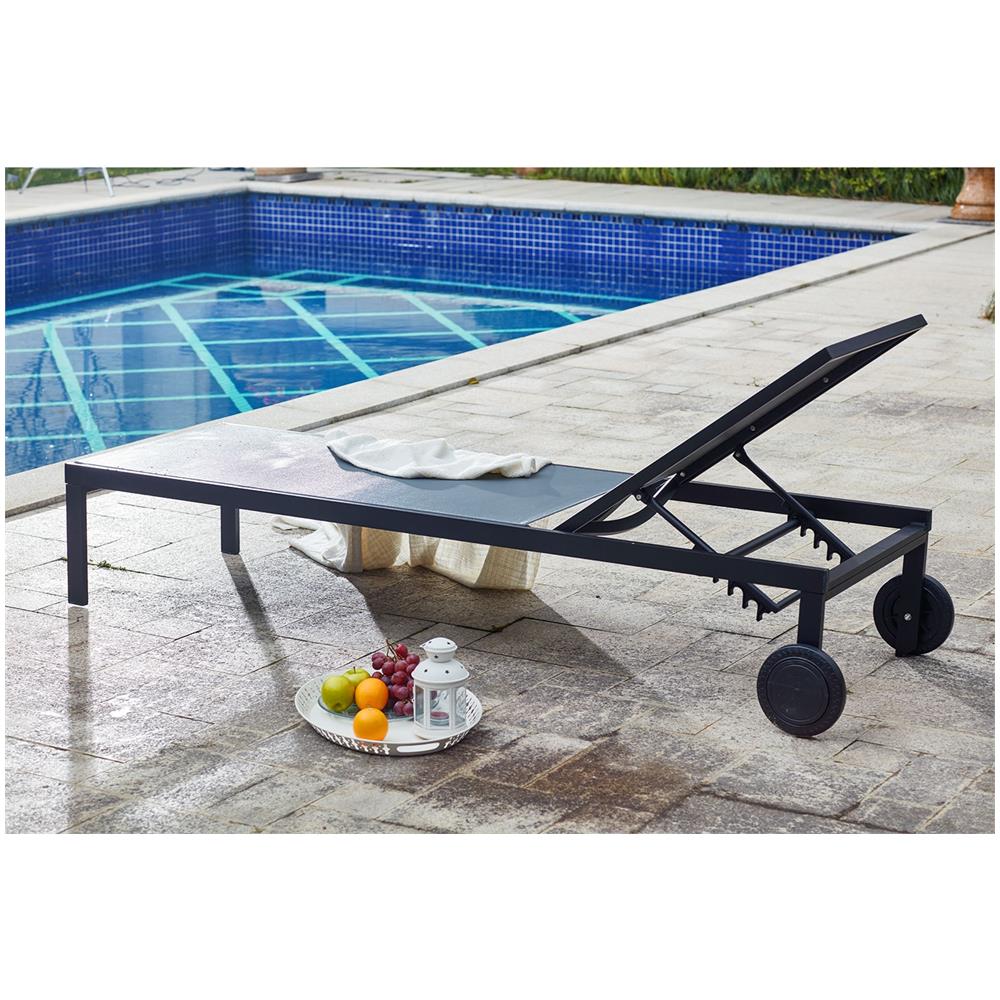 Sdraio Reclinabile In Alluminio E Textilene Grigio Cuba - Foto 7