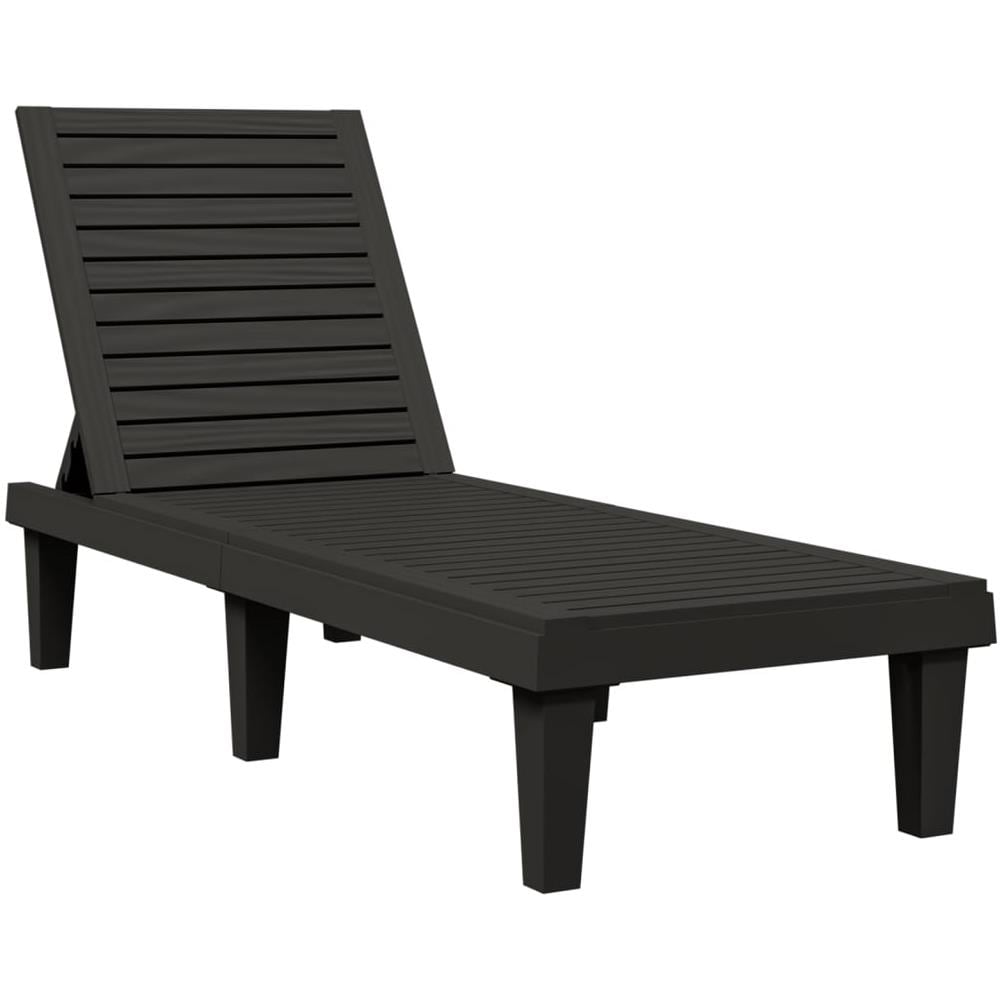 Lettino Prendisole Nero 155x58x83 Cm In Polipropilene - Foto 2