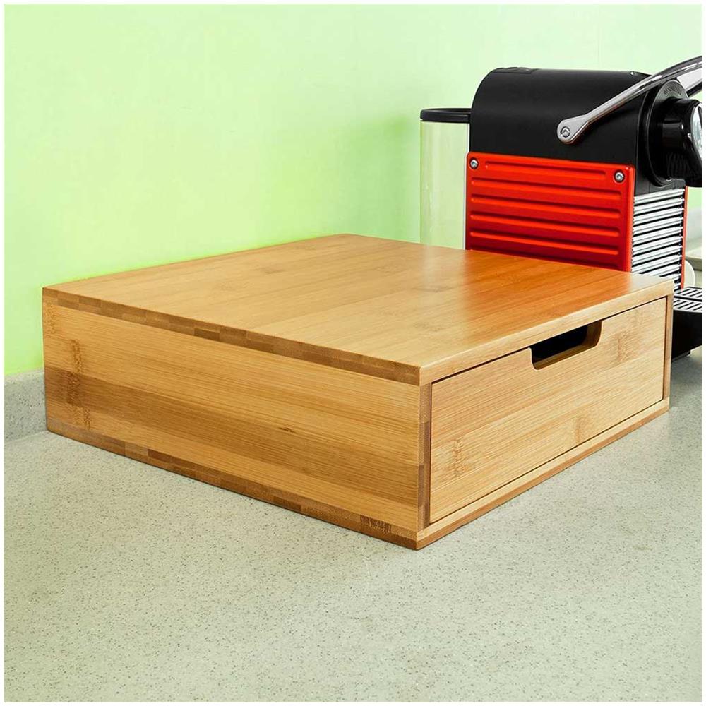 Contenitore Cassetto Porta Cialde Capsule Caffe Bustine Te Zucchero Legno Bambu - Foto 2