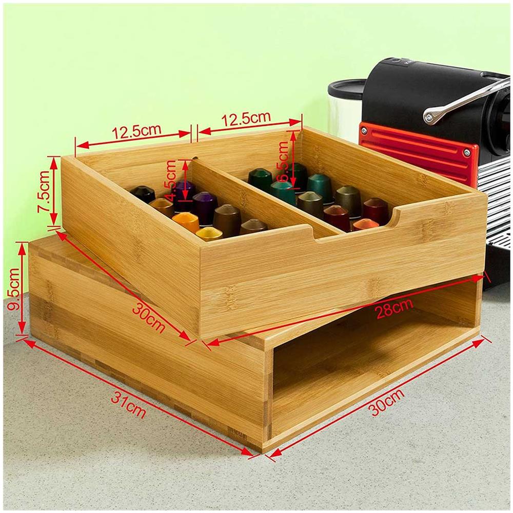 Contenitore Cassetto Porta Cialde Capsule Caffe Bustine Te Zucchero Legno Bambu - Foto 5