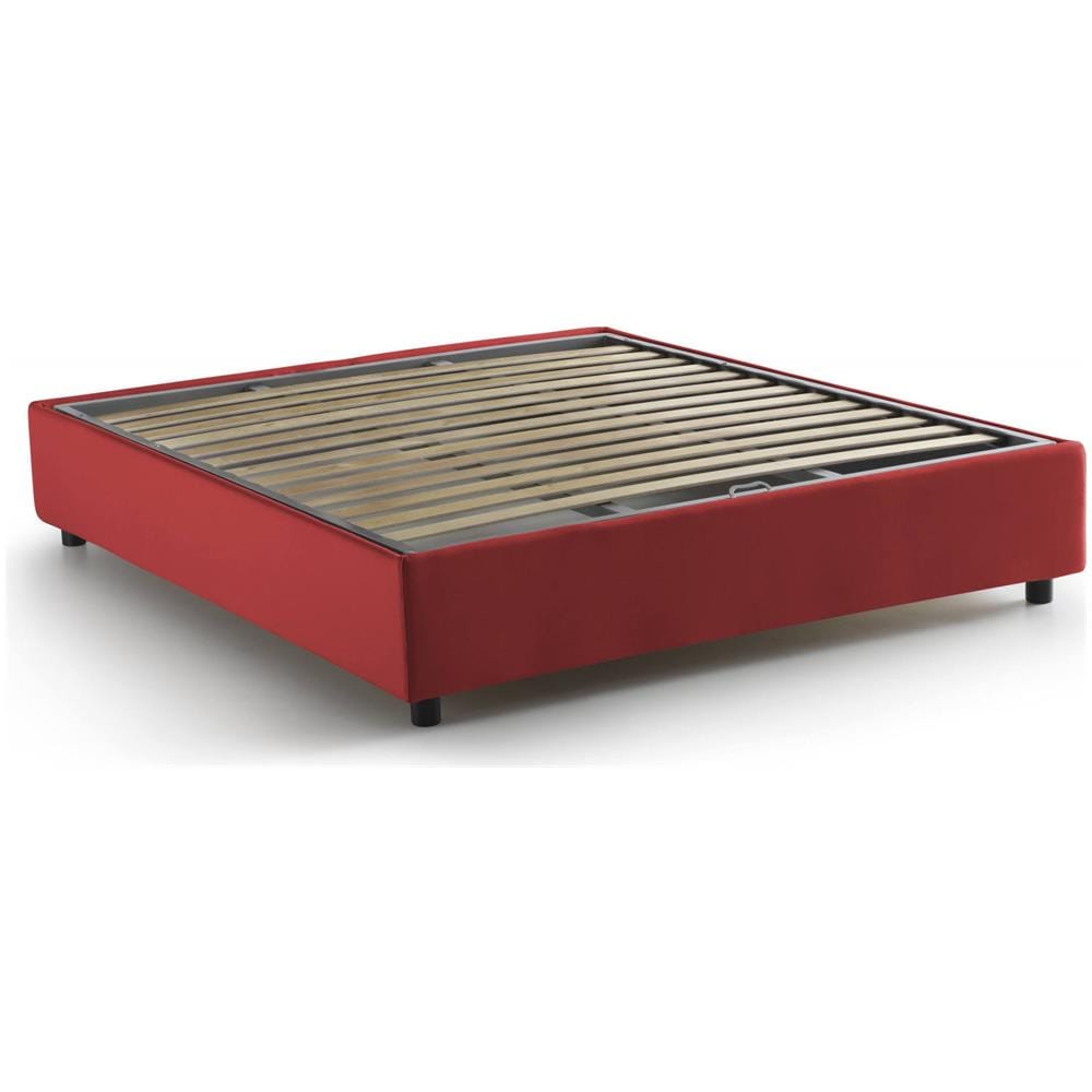 Letto Piazza E Mezza Arianna, Letto Contenitore Con Rivestimento In Tessuto, 100% Made In Italy, Apertura Frontale, Adatto Per Materasso Cm 120x200, Rosso - Foto 4