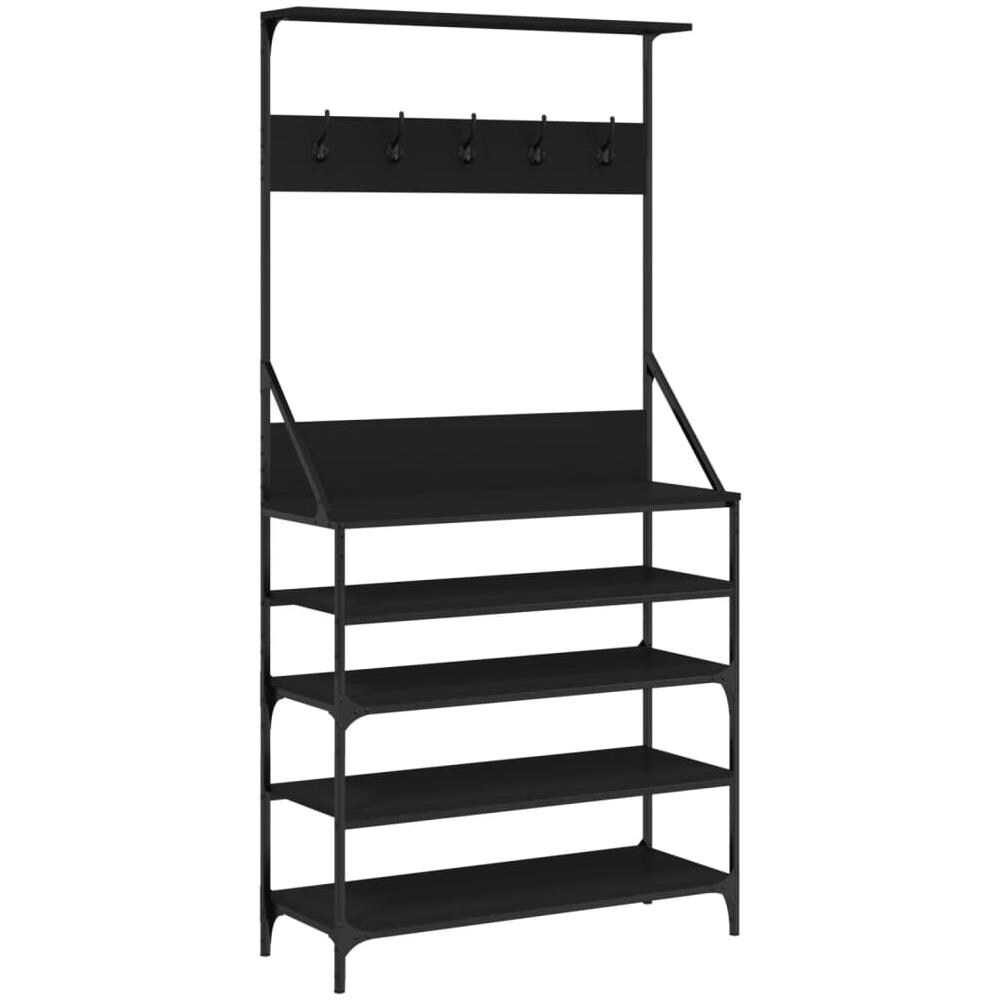 Appendiabiti Con Porta Scarpe Nero 90x34x184 Cm - Foto 2