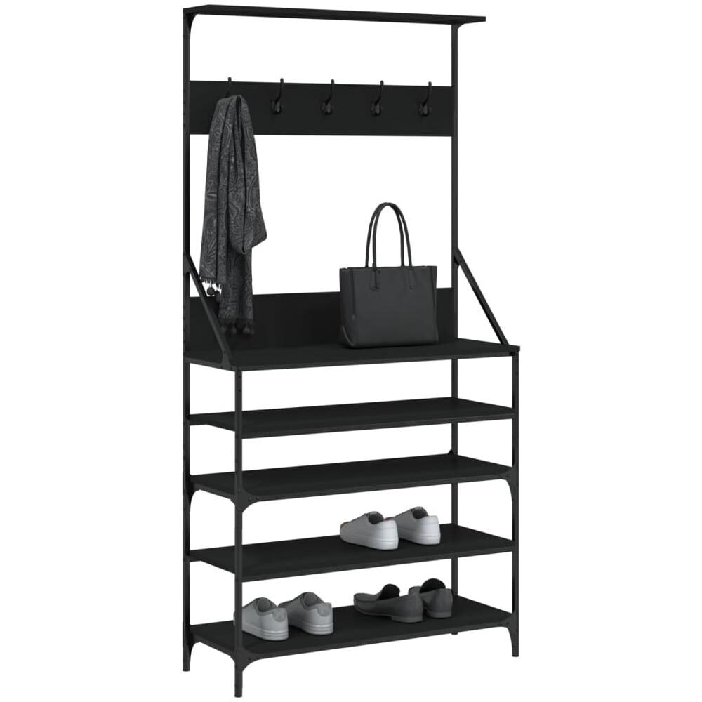 Appendiabiti Con Porta Scarpe Nero 90x34x184 Cm - Foto 3