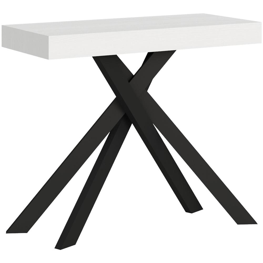 Consolle allungabile 90x40/196 cm Krack Small bianco frassino gambe antracite - Foto 1