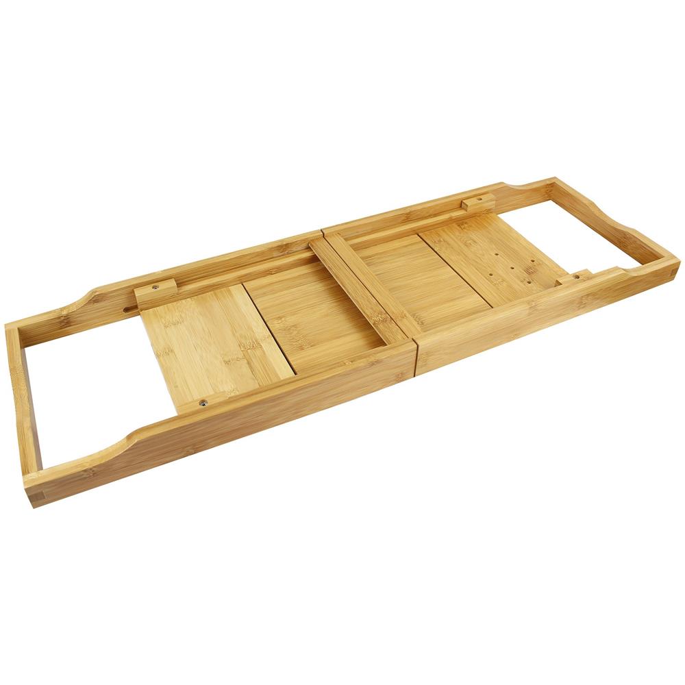 Vassoio Per Vasca Da Bagno, Ripiano In Legno Per Vasca Da Bagno, Dotato Di 2 Supporti Rimovibili E 1 Porta-sapone, Panno Nero, Materiale: Bambì  - Foto 7