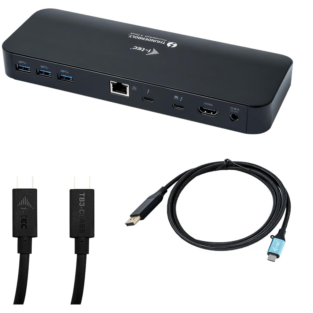 Kit Docking Station Thunderbolt 3 Dual 4K Nero + Cavo USB-C a DP 1,5m con Power Delivery 85W + 2 Cavi TB3 150cm & 70cm - Foto 1