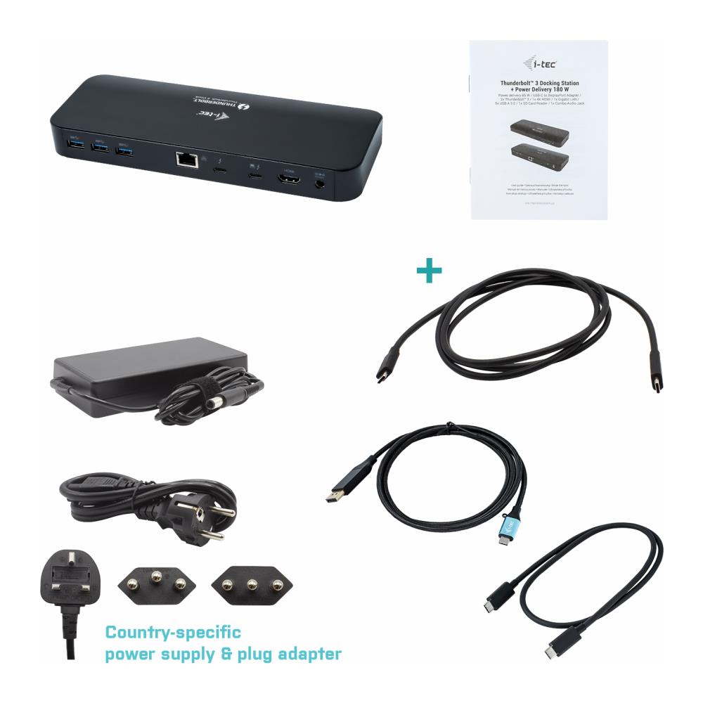 Kit Docking Station Thunderbolt 3 Dual 4K Nero + Cavo USB-C a DP 1,5m con Power Delivery 85W + 2 Cavi TB3 150cm & 70cm - Foto 3