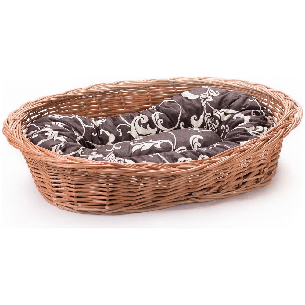 Letto Vimini Gatti Cani Animali Domestici. Cestino Taglia 8. Cuscino Marrone Con Motivo Floreale - Foto 1