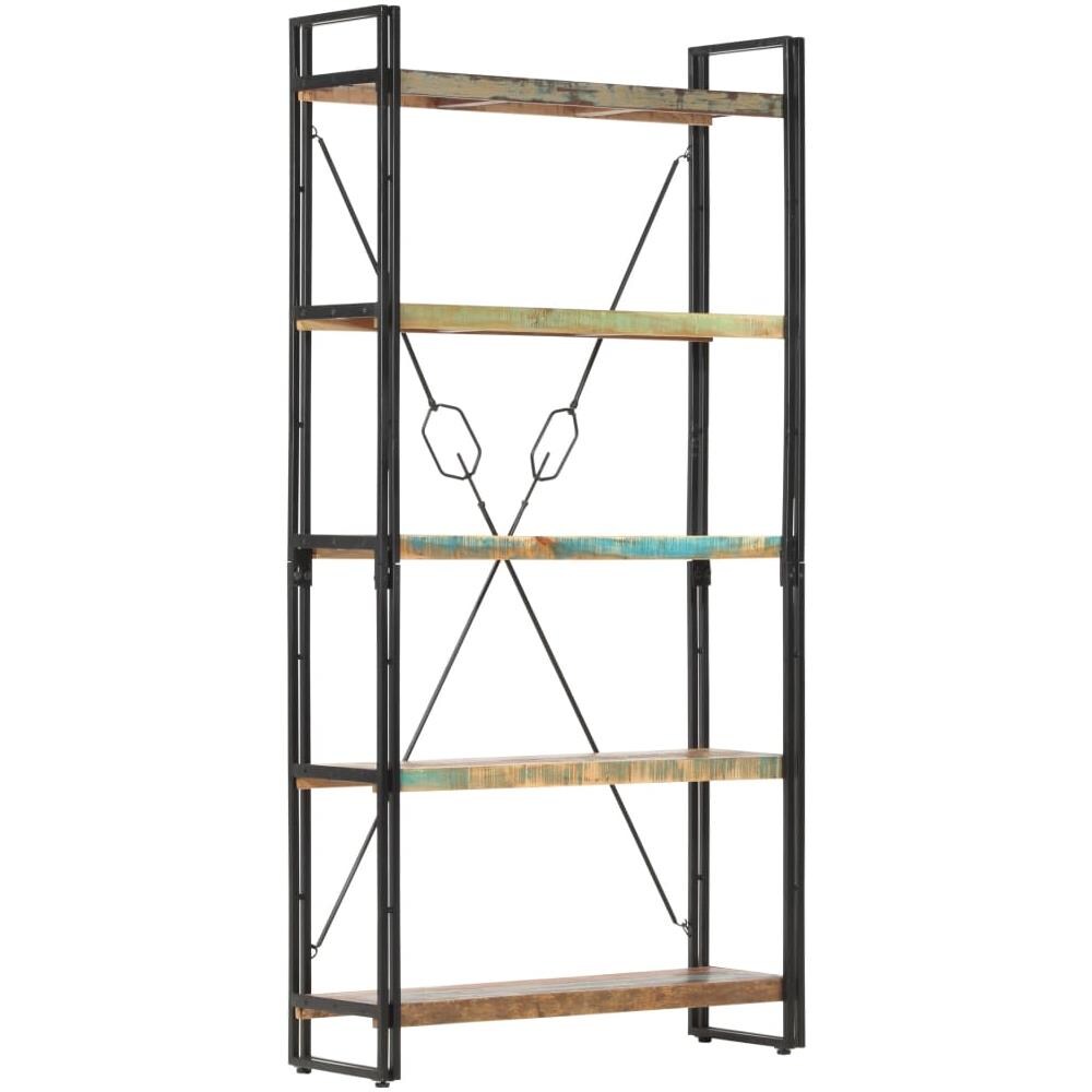 Libreria A 5 Ripiani 90x30x180 Cm In Legno Massello Di Recupero - Foto 1