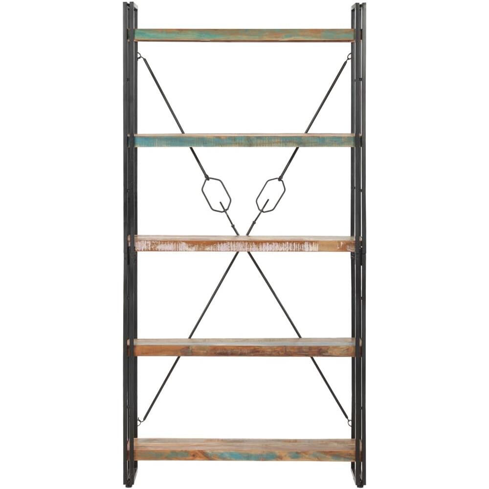 Libreria A 5 Ripiani 90x30x180 Cm In Legno Massello Di Recupero - Foto 2
