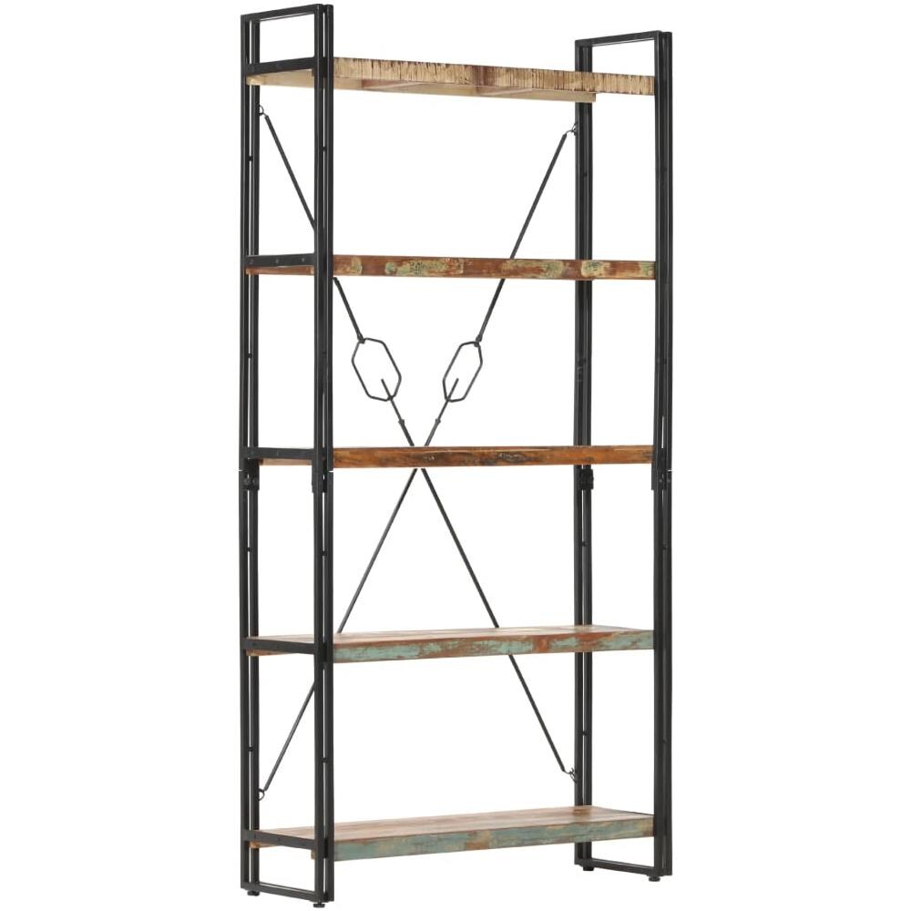 Libreria A 5 Ripiani 90x30x180 Cm In Legno Massello Di Recupero - Foto 8