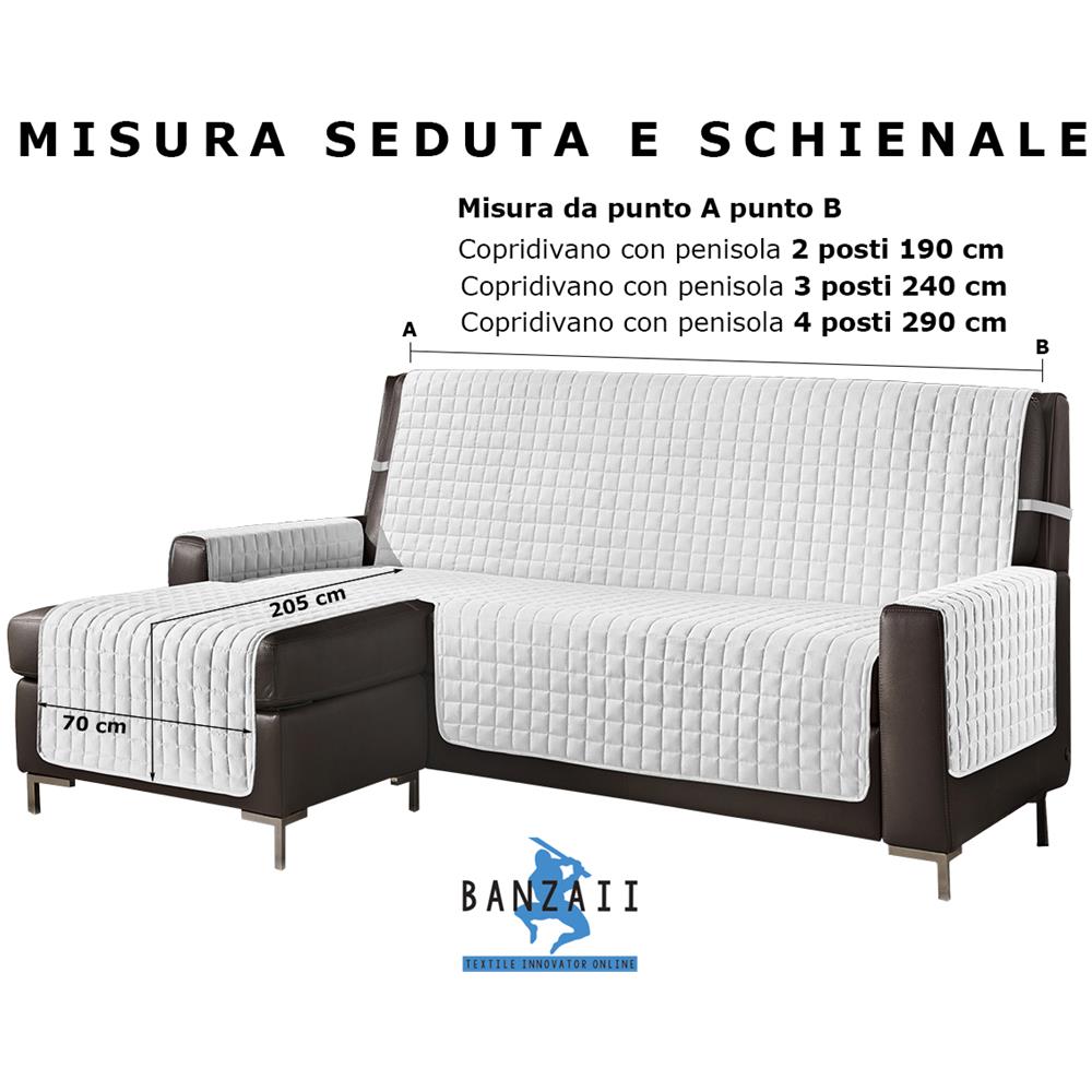 Copridivano Con Penisola Destra / sinistra Trapuntato Tinta Unita Antimacchia Reversibile 2 Posti Bianco - Foto 5