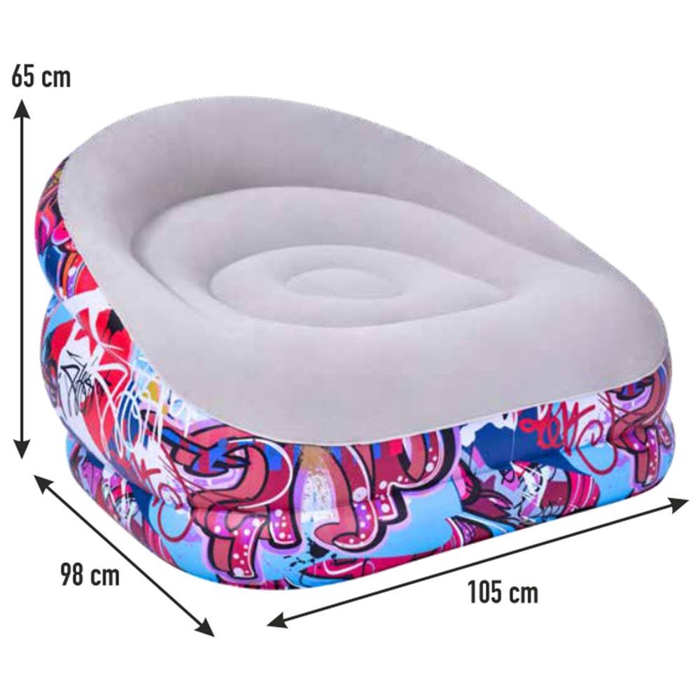 Poltrona Gonfiabile Design Graffiti In Pvc Floccato 105x98cm Grigio Esterno - Foto 2