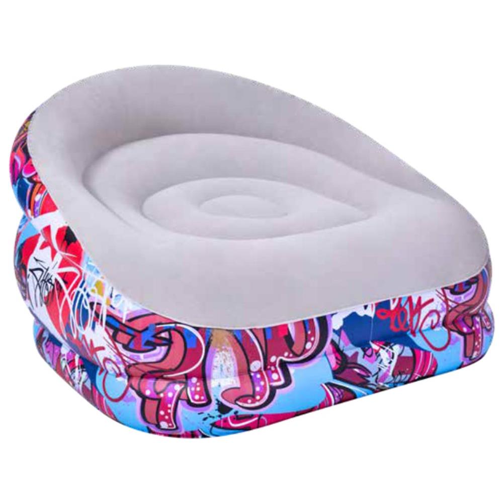 Poltrona Gonfiabile Design Graffiti In Pvc Floccato 105x98cm Grigio Esterno - Foto 1