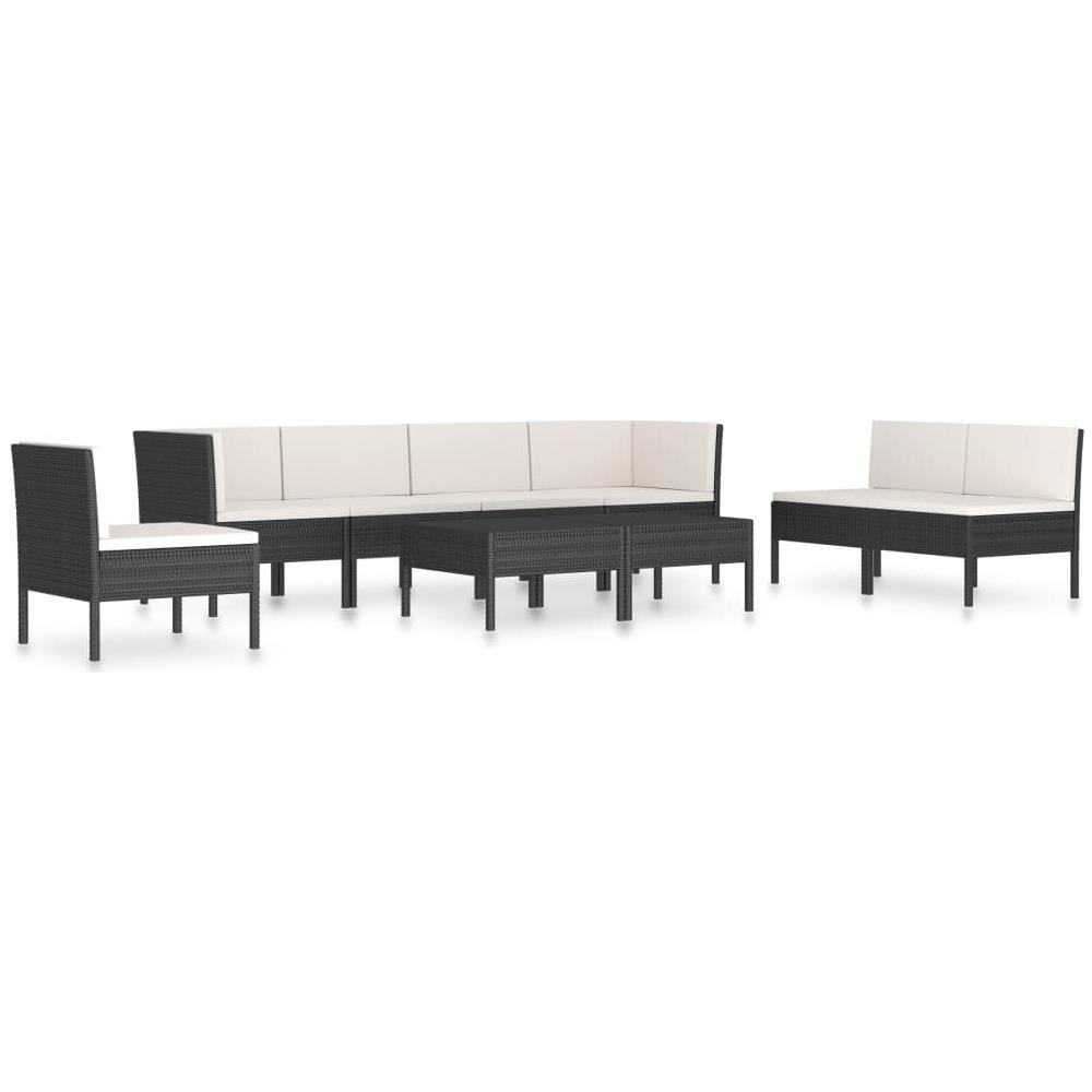 Set Divani da Giardino 9 pz con Cuscini in Polyrattan Nero - Foto 1