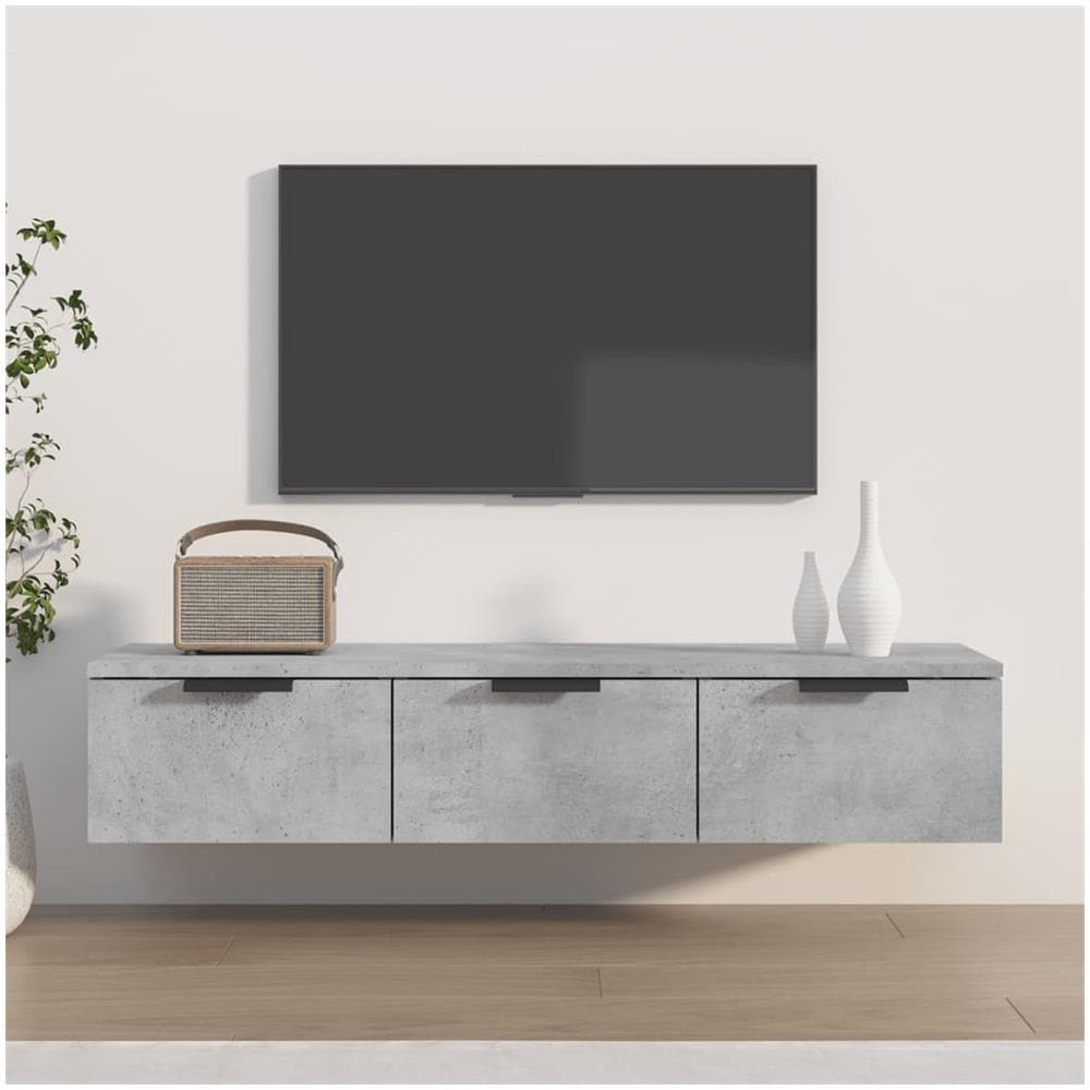 Armadietto A Muro Grigio Cemento 102x30x20 Cm Legno Multistrato - Foto 1