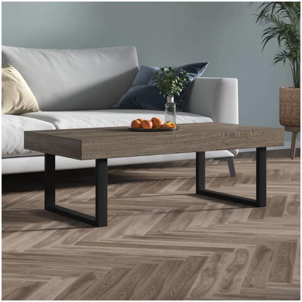 Tavolino Da Salotto Grigio E Nero 120x60x40 Cm In Mdf E Ferro - Foto 1