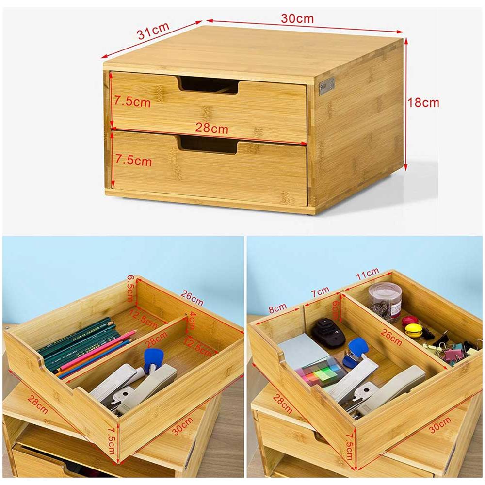 Contenitore 2 Cassetti Porta Cialde Capsule Caffe Bustine Te Tisane Legno Bambu - Foto 2