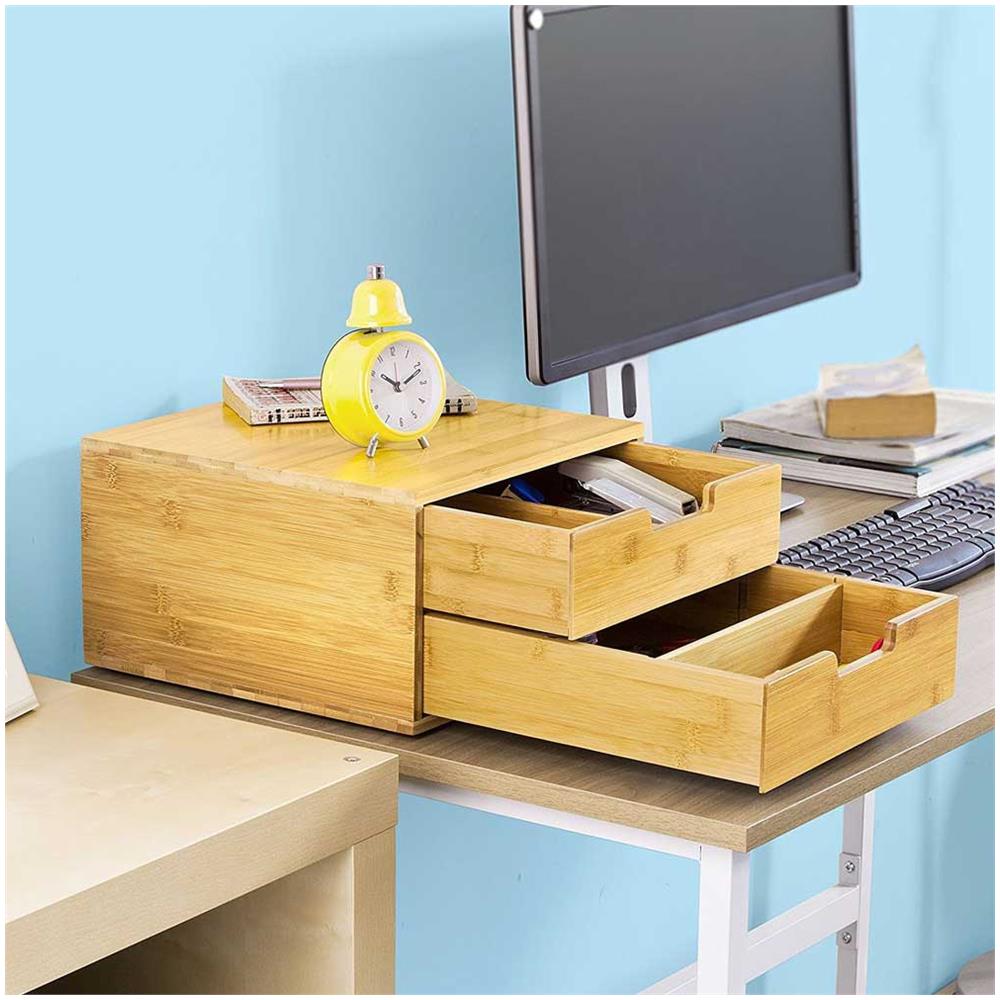 Contenitore 2 Cassetti Porta Cialde Capsule Caffe Bustine Te Tisane Legno Bambu - Foto 5